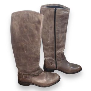 Hinge Dakota Knee High Leather Riding Boots Light Brown Size 9.5 Zip Up